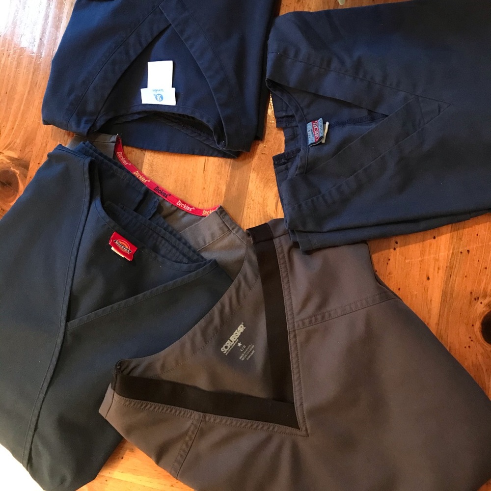 Navy and grey scrub tops